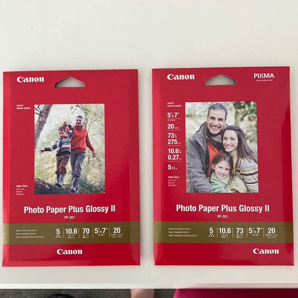 2 Canon Photo Paper Plus Glossy II 5 x 7